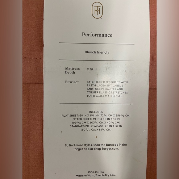 Threshold Performance Sheet Set - Twin/XL, Warm Orange/Rusty - Picture 2 of 3